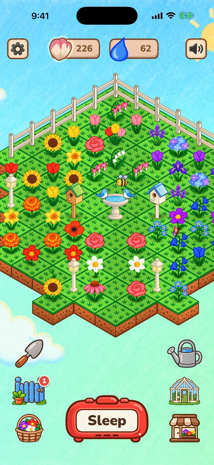 The garden on a sunny day.